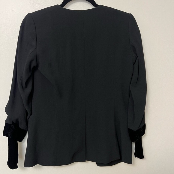 Club Monaco minimalist open front silk blend Black Blazer with Lapel Collar - Picture 3 of 10